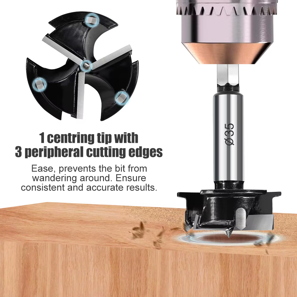 CMCP 1pc 35mm Forstner foret charnière alésage foret trou scie Cutter tige ronde carbure pointe outil de forage coupe pour le travail du bois