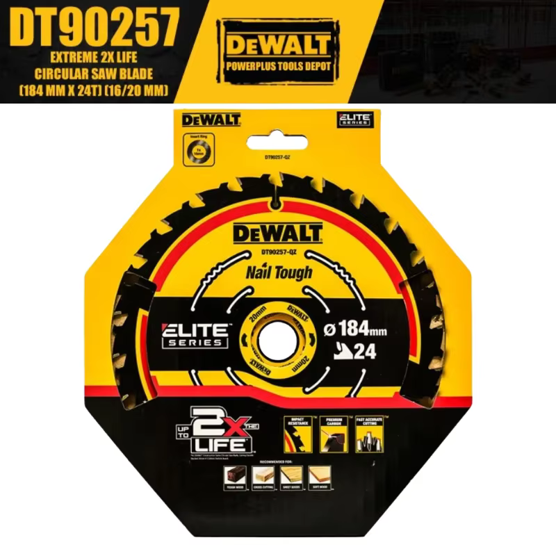 DEWALT DT90257 DT90259 Lame de scie circulaire 2X 184mm 24T, disque de coupe pour le travail du bois, accessoires pour outils électriques