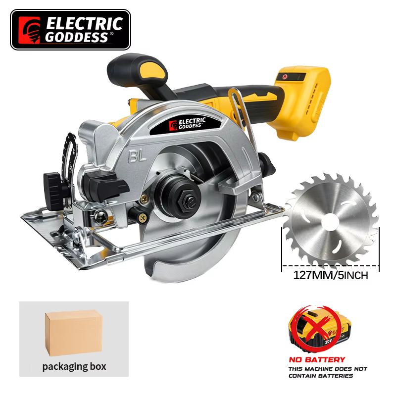 Scie circulaire électrique sans balais Electric Goddess 5 pouces, scie électrique compacte, outil électrique pour couper le bois et le métal, compatible avec la batterie Dewalt 20V.