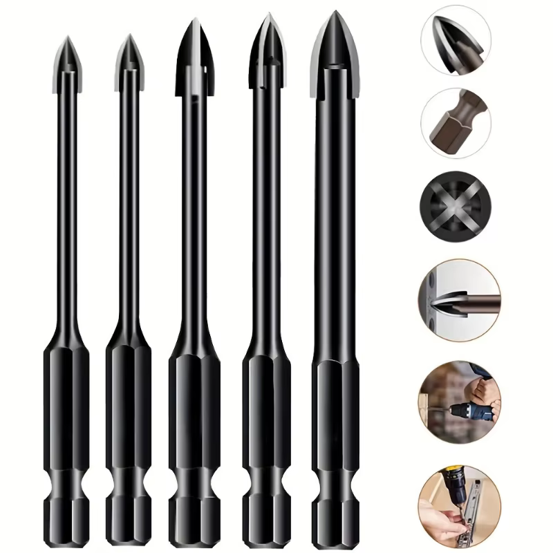 Mèches hexagonales croisées pour carrelage, verre, céramique, ouvre-trou pour béton, alliage Triangle, taille 3/4/5/6/8/10/12mm, forets pour verre