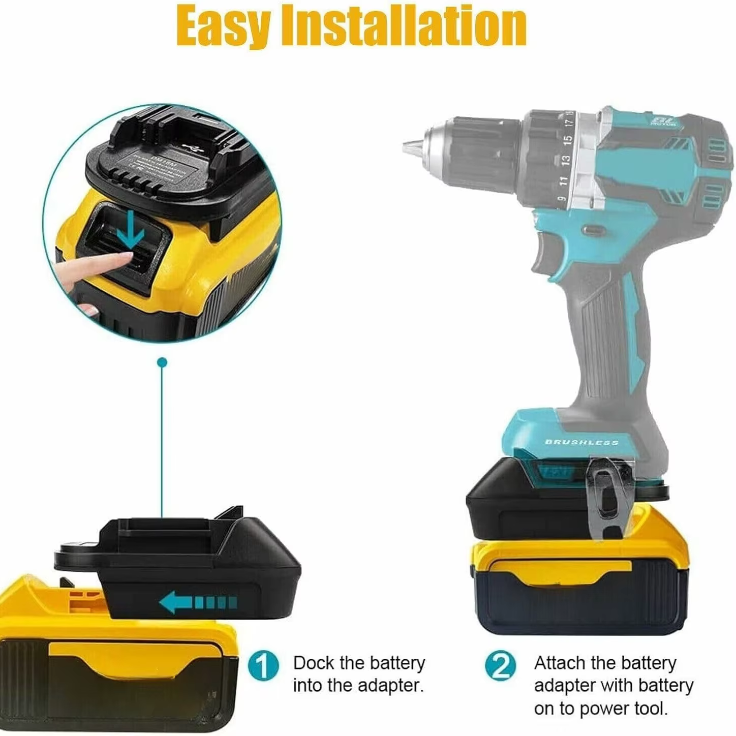 Pièces d'outils électriques pour batterie Li-ion Dewalt 20V convertit en convertisseur adaptateur