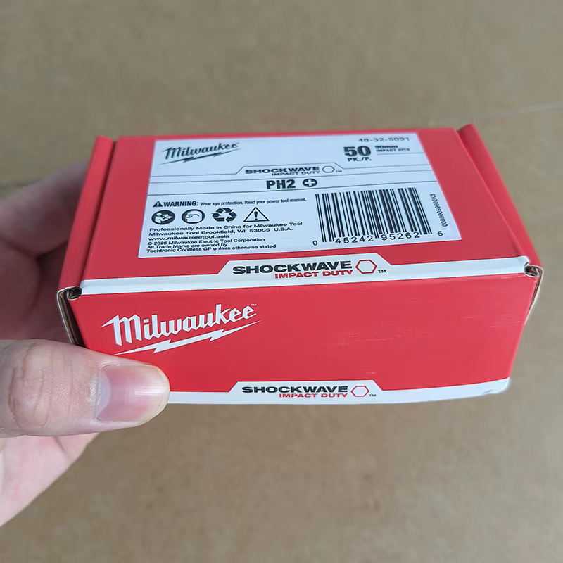 Milwaukee 48-32-5091 50 embouts de tournevis à chocs SHOCKWAVE PH2 90 mm magnétiques à couple élevé pour outils électriques