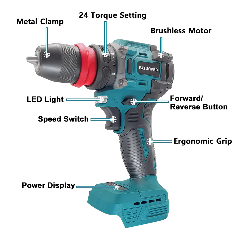 Perceuse électrique sans fil 2 en 1, couple 24, tournevis sans fil, pilote aste, outils électriques portables pour Makita, batterie 18V