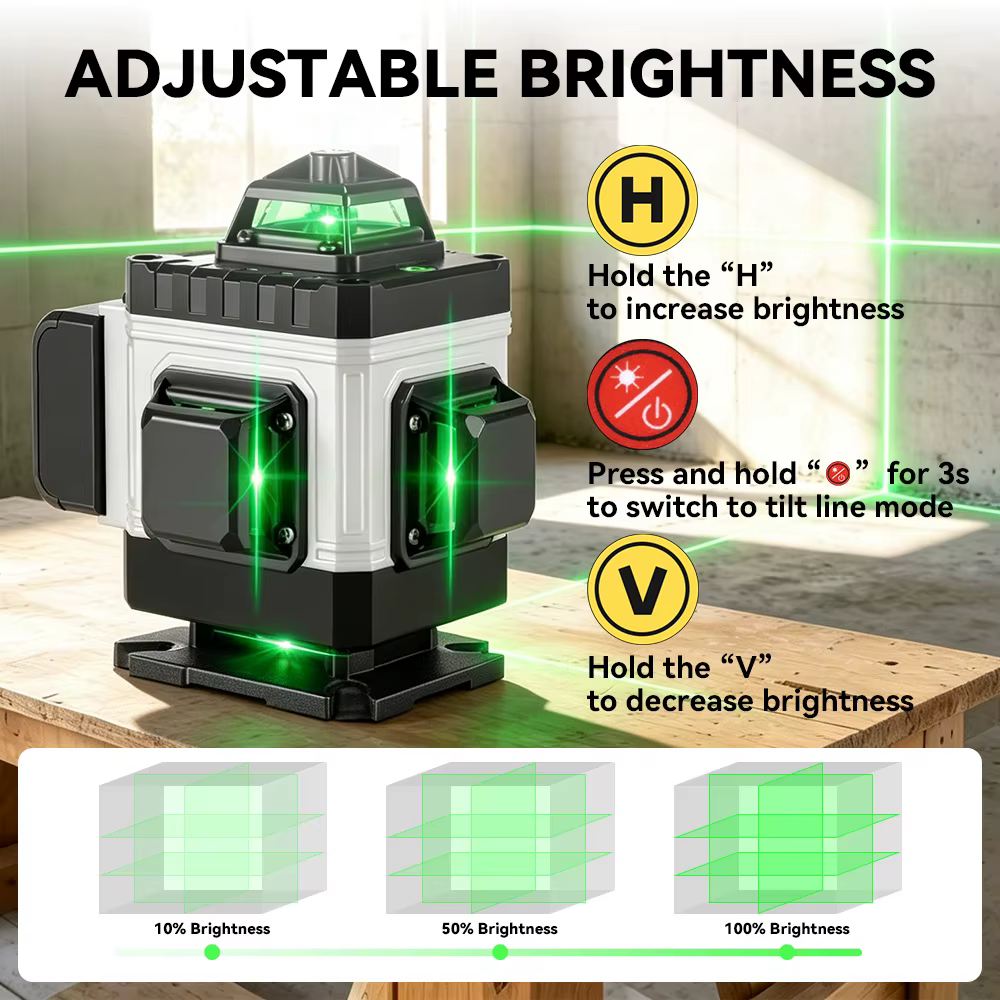 Niveau laser professionnel HGLINE 16 lignes avec télécommande APP à nivellement automatique 360 °