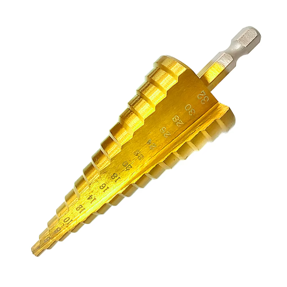 1PC titane plaqué Hexagonal rainure droite étape perceuse 4-32mm alésage pagode foret trou ouverture