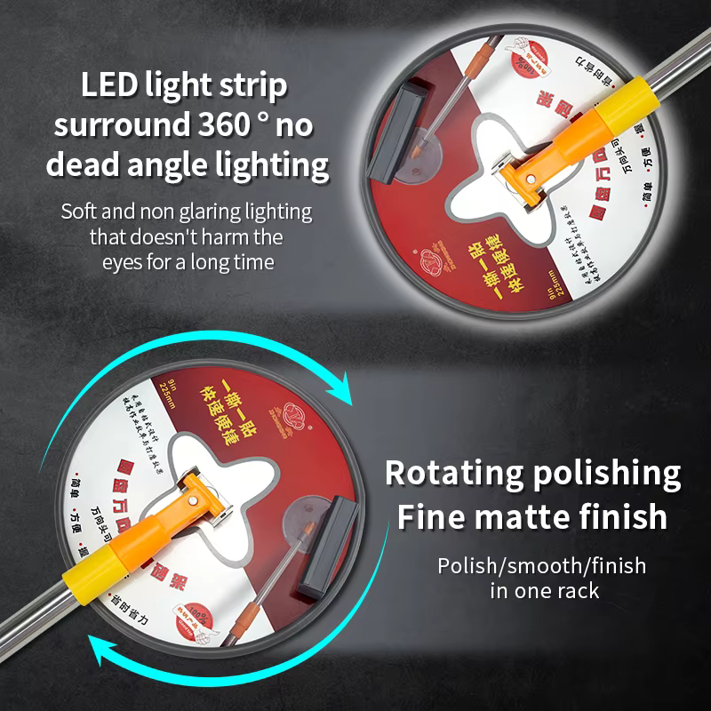 Ponceuse à perche pour plaques de plâtre rotative à 360 degrés avec lumière LED