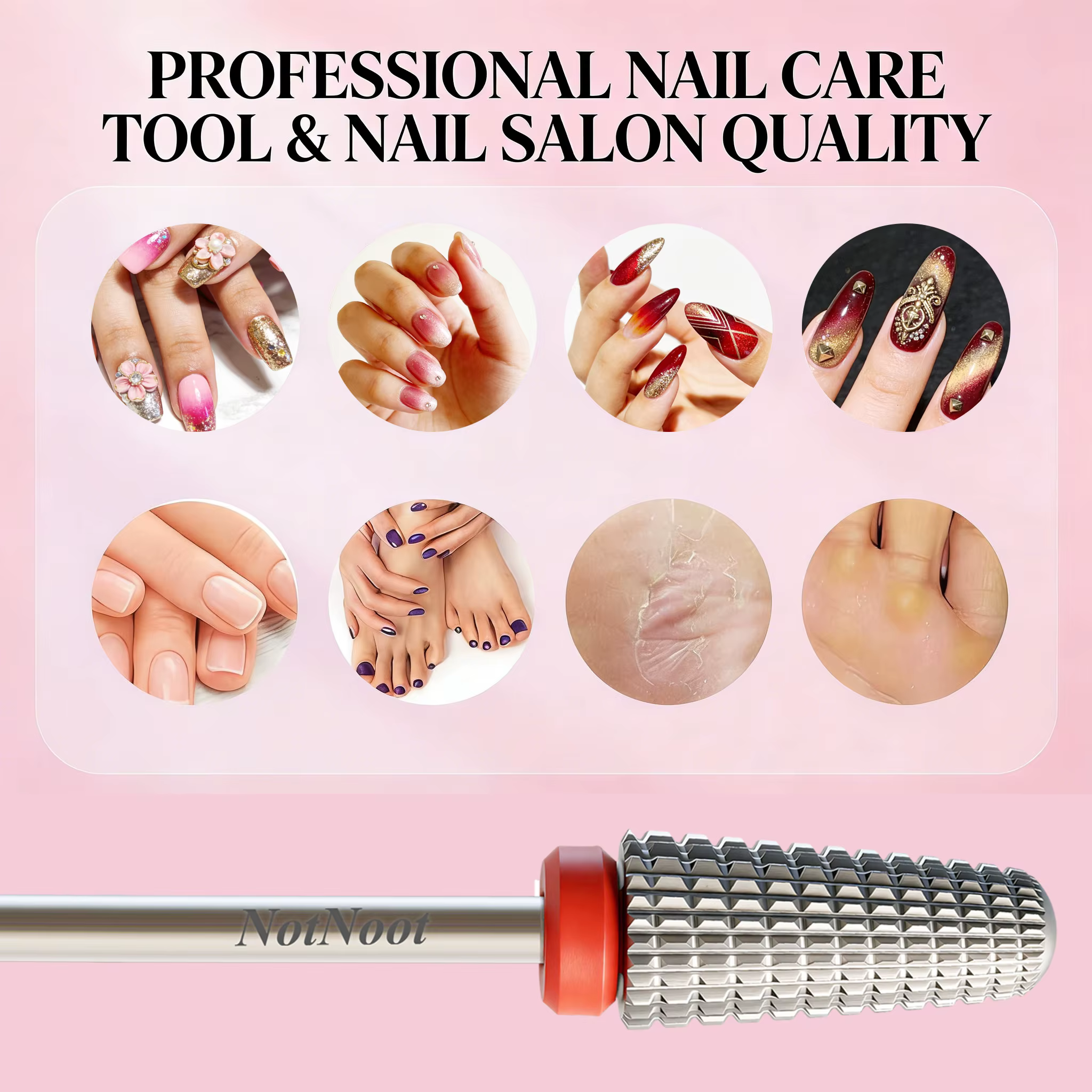 Fraise à ongles 5 en 1 en carbure conique, tige de 3/32 po pour l'élimination rapide des ongles en acrylique, des gels durs et des cuticules, embout de ponceuse électrique pour ongles