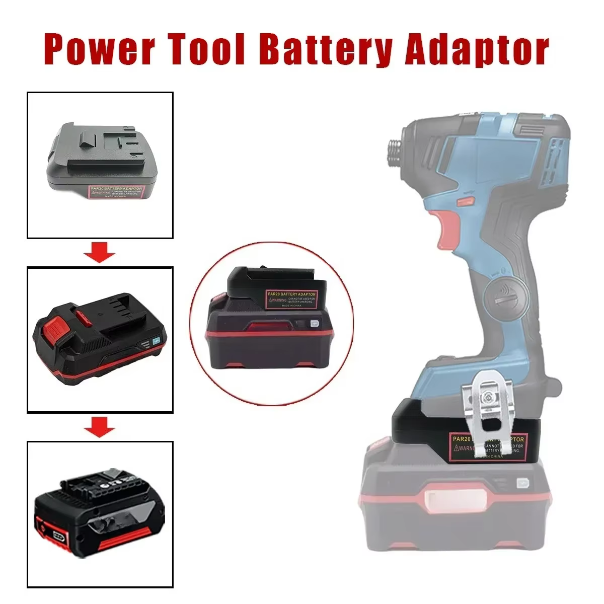 Convertisseur adaptateur de batterie pour Batteries au Lithium Parkside 20V pour outils électriques Dewalt/Makita/Milwaukee/Bosch 18/20V