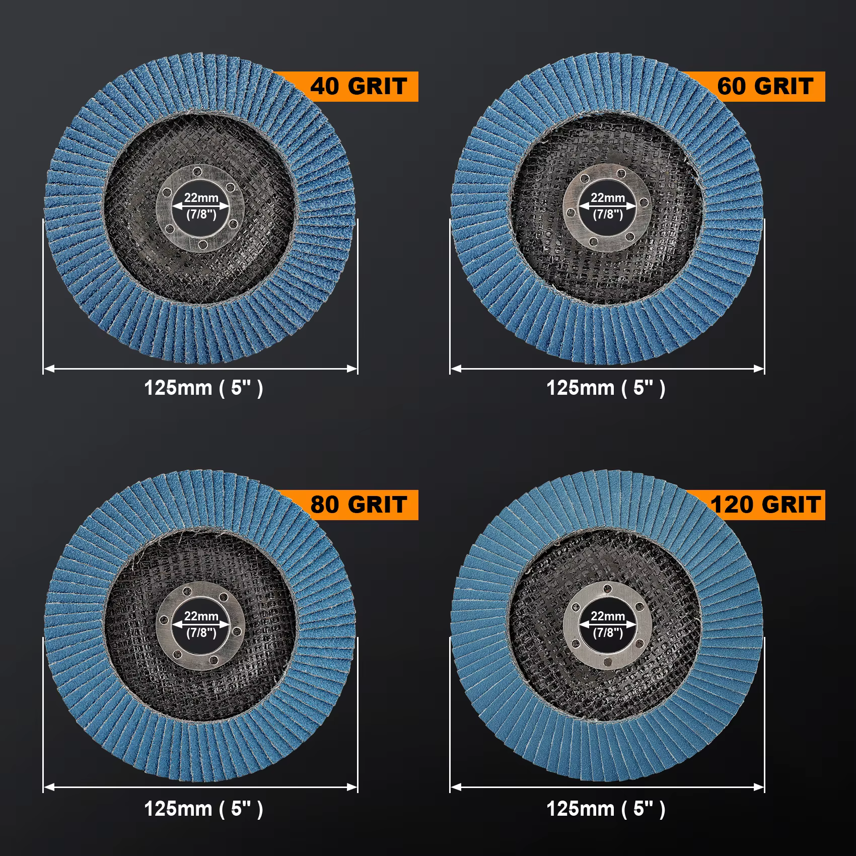 10 disques à lamelles de 125 mm T29 pour meuleuse d'angle