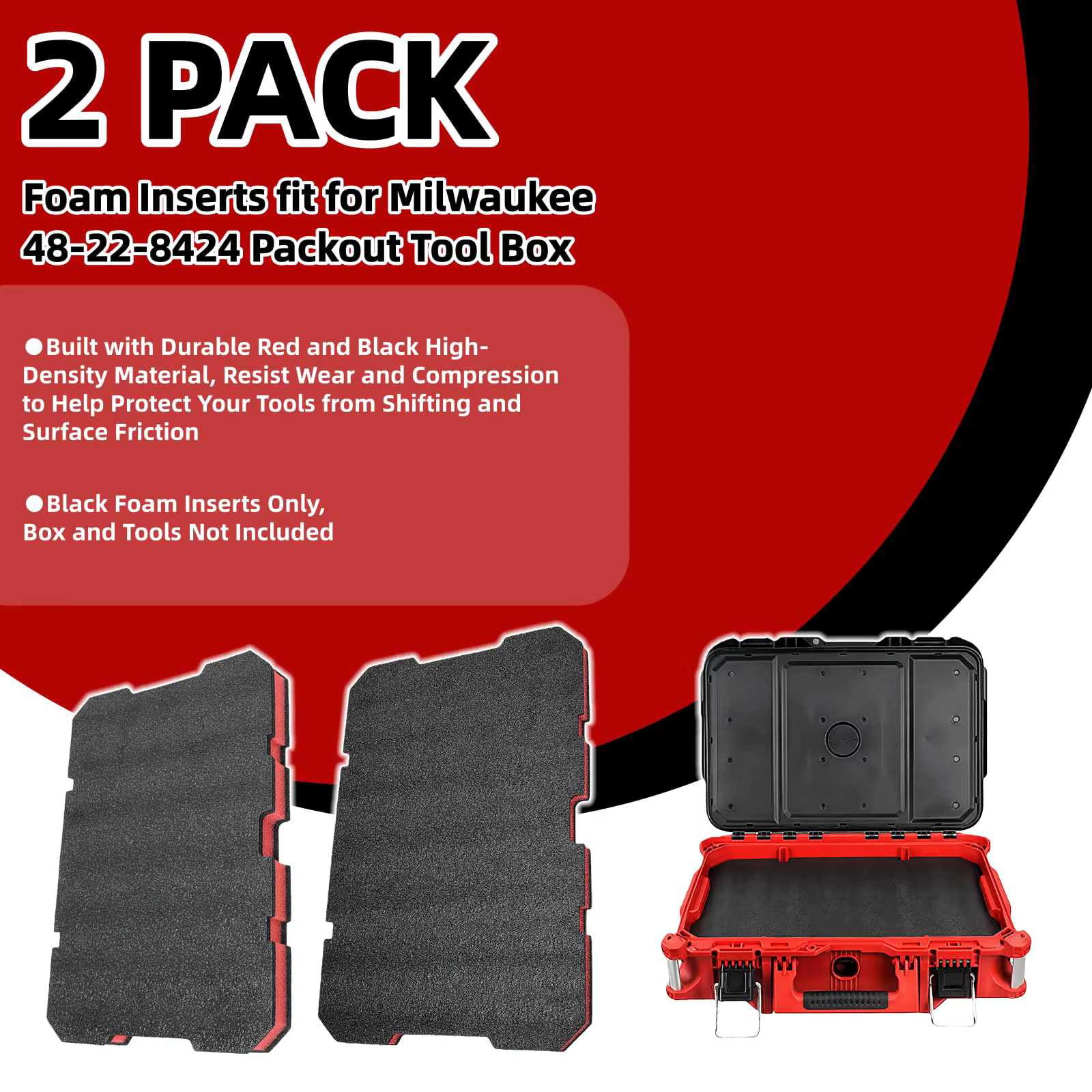 Insert en mousse pour boîte à outils 48-22-8435 compatible avec les boîtes Milwauke Packout