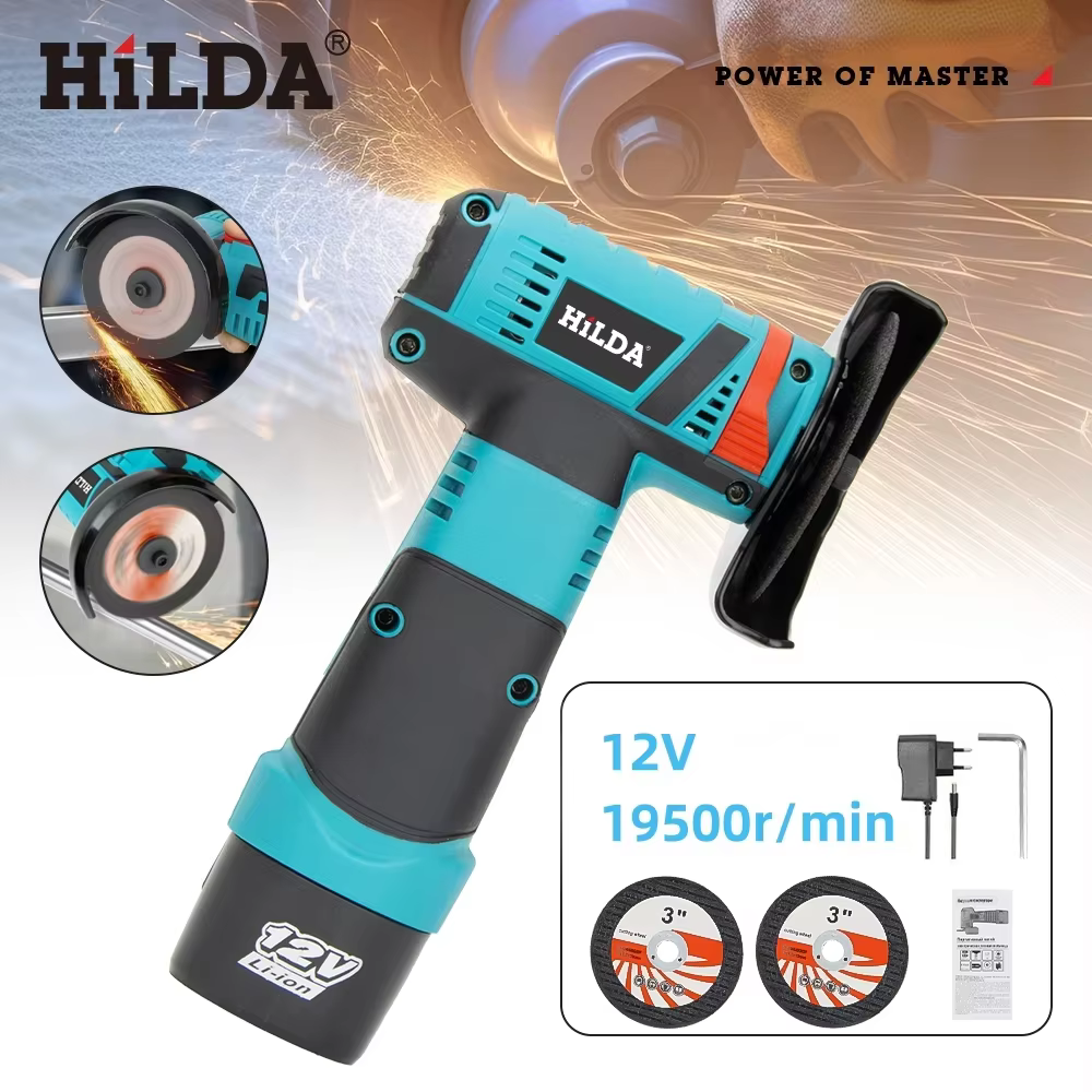 HILDA 12v Mini meuleuse d'angle 3 pouces outil électrique sans fil pour couper le polissage et le meulage du diamant