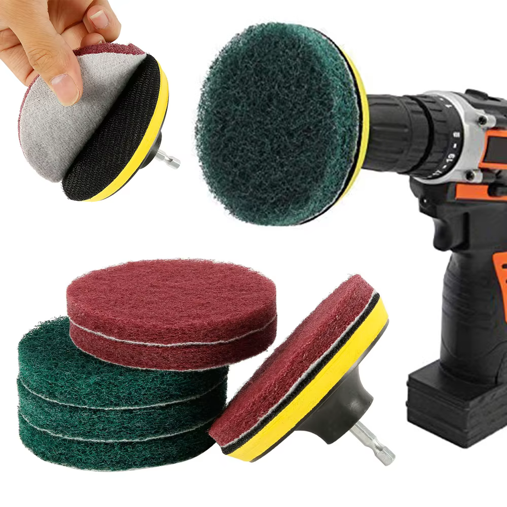 8 pièces 4 pouces perceuse électrique brosse tampons de gommage coulis perceuses électriques épurateur brosse de nettoyage baignoire outils de nettoyage brosse poussiéreuse pour baignoires de voiture