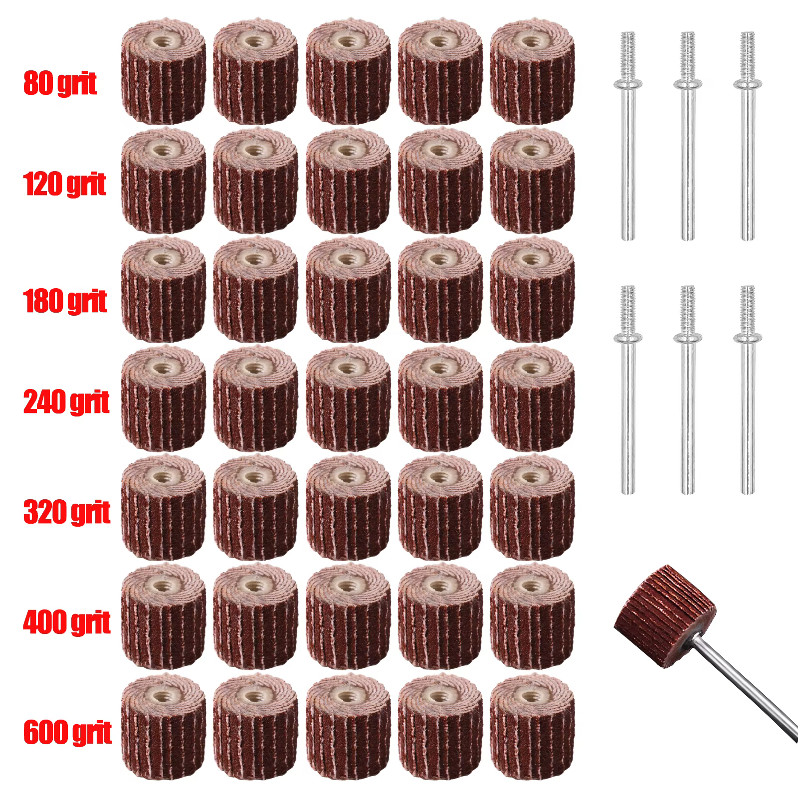 20 pièces roues de ponçage à lamelles abrasifs meuleuse ponceuse à clapet pour perceuse outil rotatif 10mm