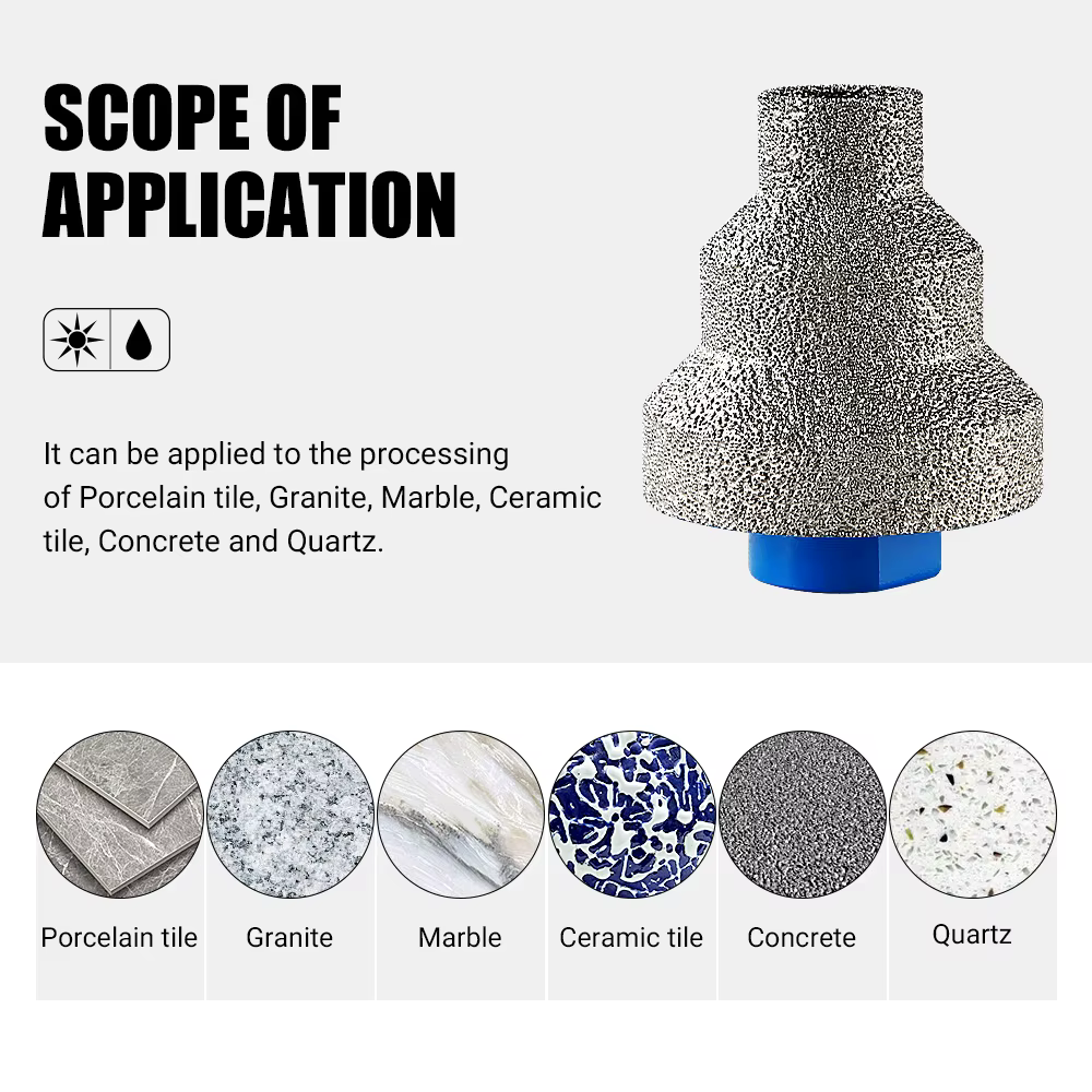 Foret diamanté brasé LOZLIN M14 5/8-11 pour carrelage en porcelaine, céramique, granit, marbre, pierre de quartz – Élargissement et alésage de trous