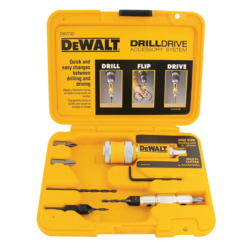 DEWALT DW2730 8 pièces Kit d'entraînement de forage avec boîte étanche à l'humidité charpentier