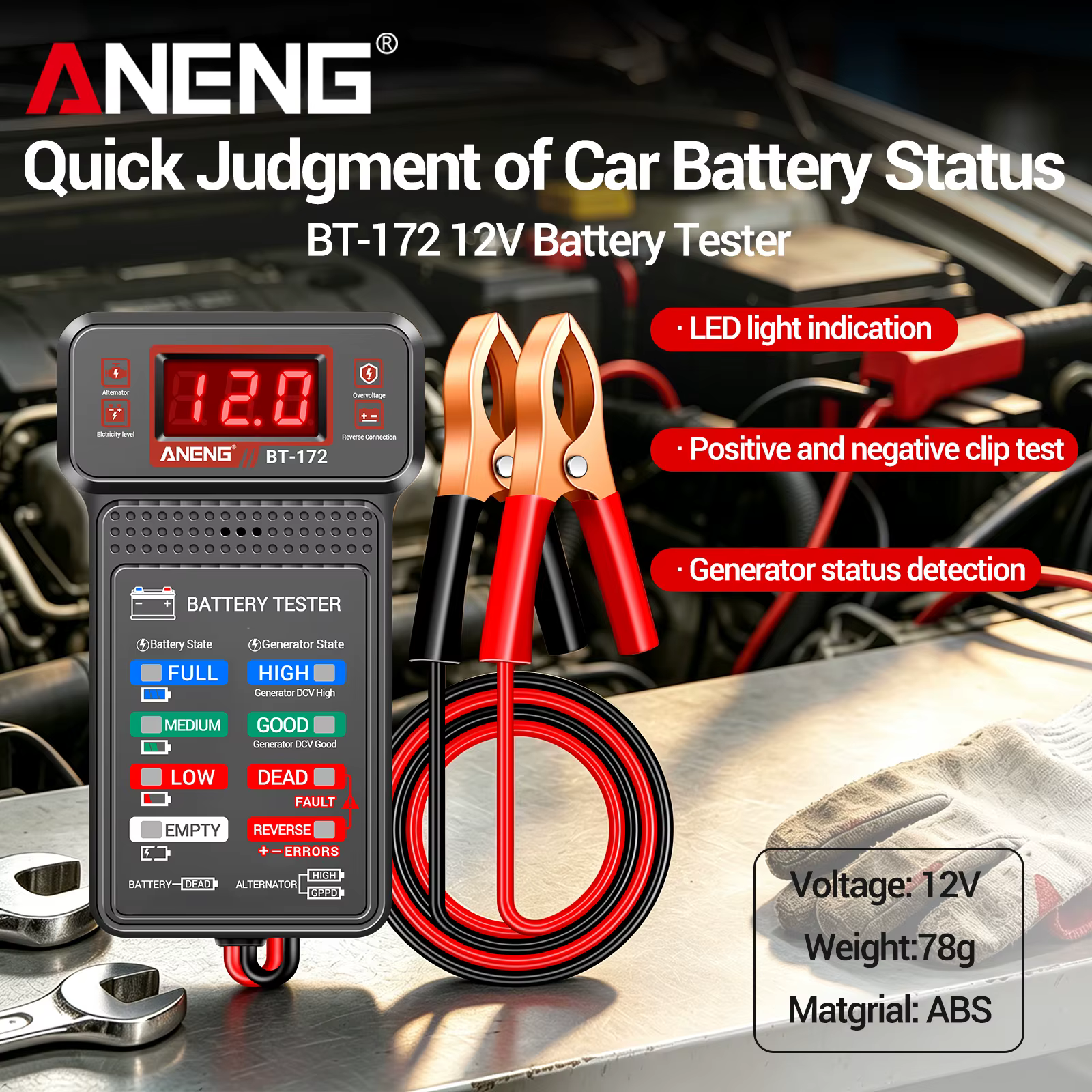 ANENG – testeur de batterie de voiture BT-172