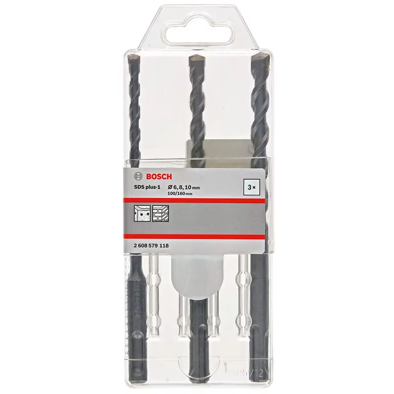 BOSCH 2608579118 SDS-Plus-1 jeu de forets à percussion 3 pièces 6/8/10mm maçonnerie béton haute Performance outil de forage fixation