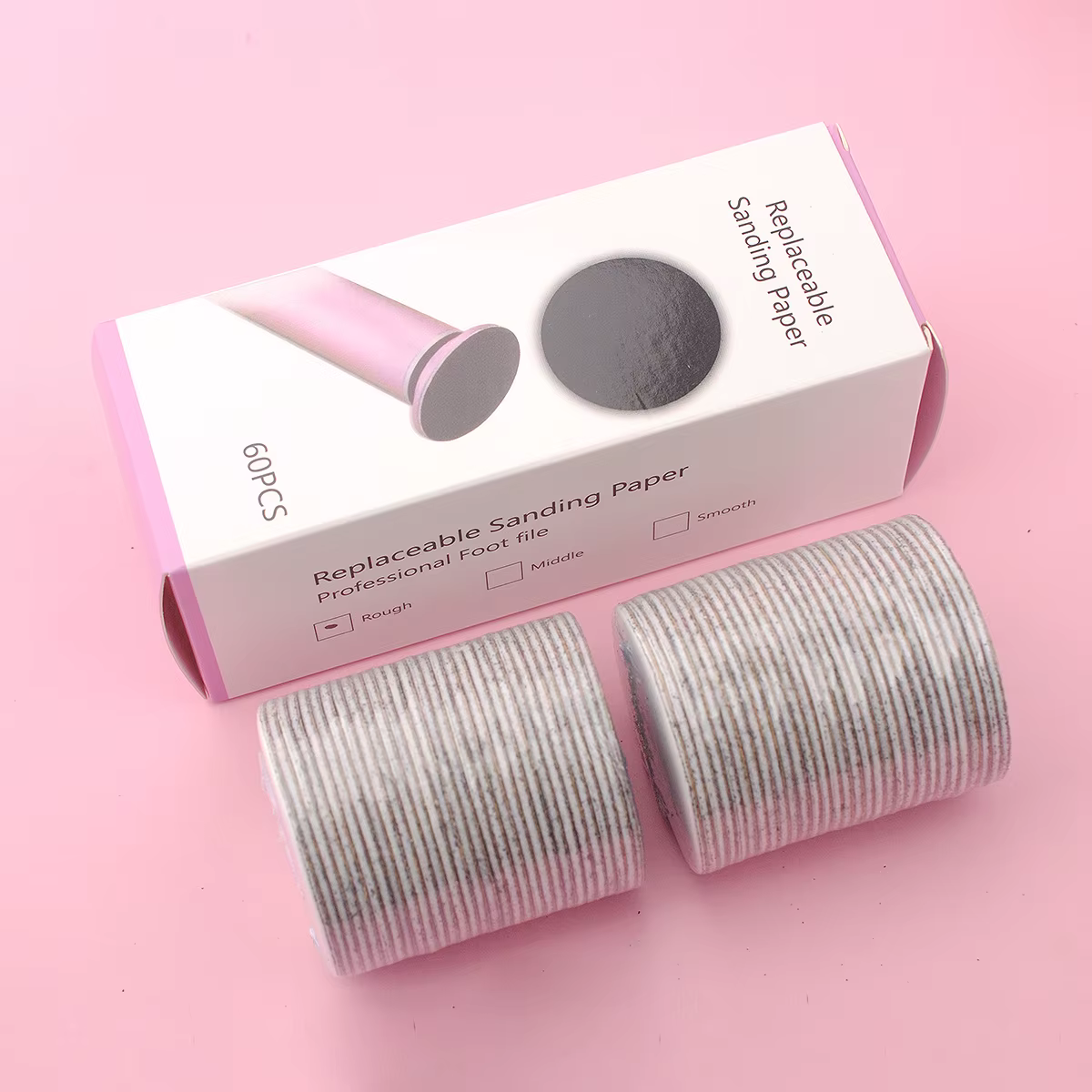 Papier de verre pour peau morte des pieds, 43mm, 60 pièces/boîte, pour lime à ongles électrique, callosités et cuticules, papier de ponçage remplaçable, pédicure professionnelle