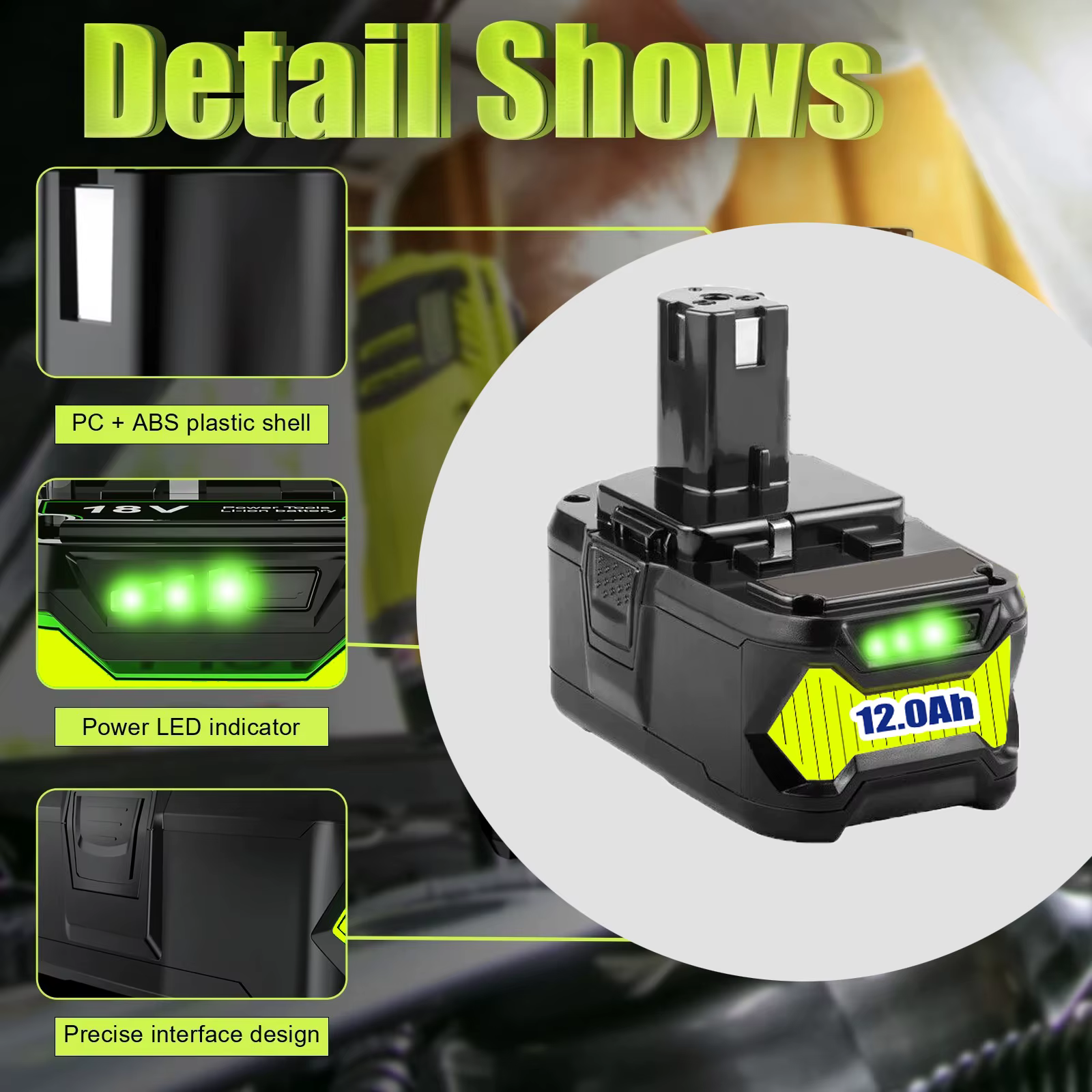 12Ah pour batterie RYOBI 18V P108 18V One + Plus
