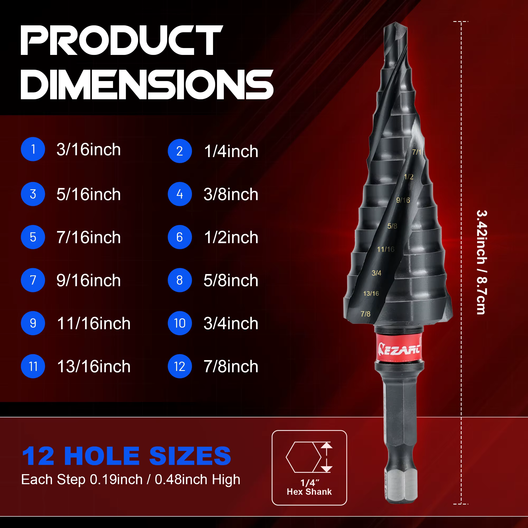 Foret étagé EZARC M35 HSS Cobalt AlTiN pour métal