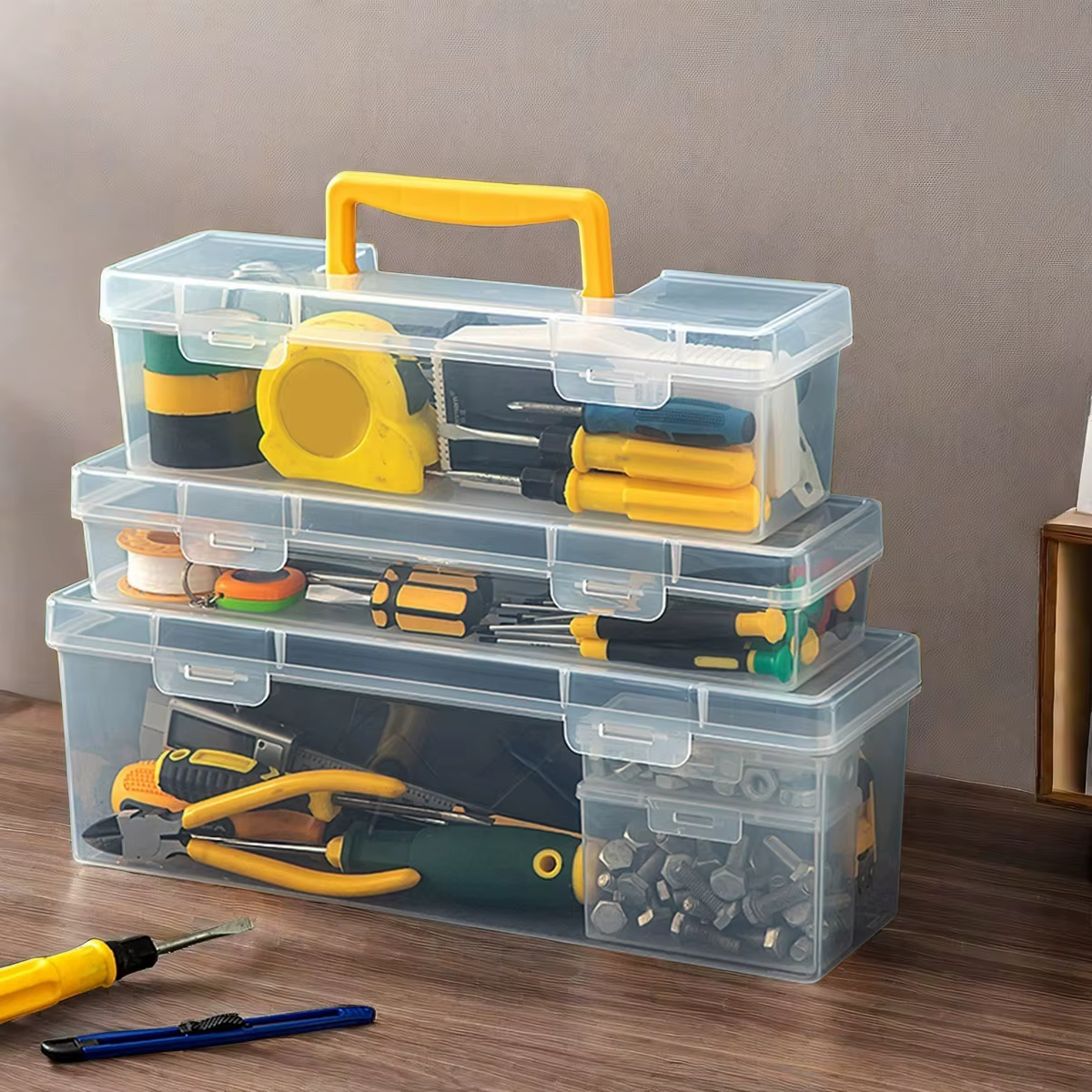 Boîte à outils portative transparente