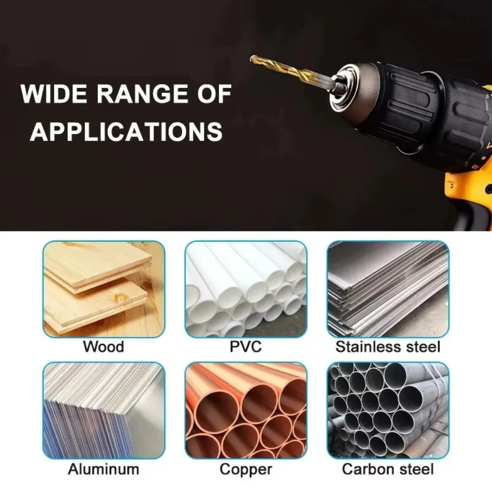 Perceuse HSS multifonctionnelle, taraudage, robinet en spirale intégré, perceuse électrique à main, outil de taraud, Machine à chanfrein, robinet Composite 6 pièces
