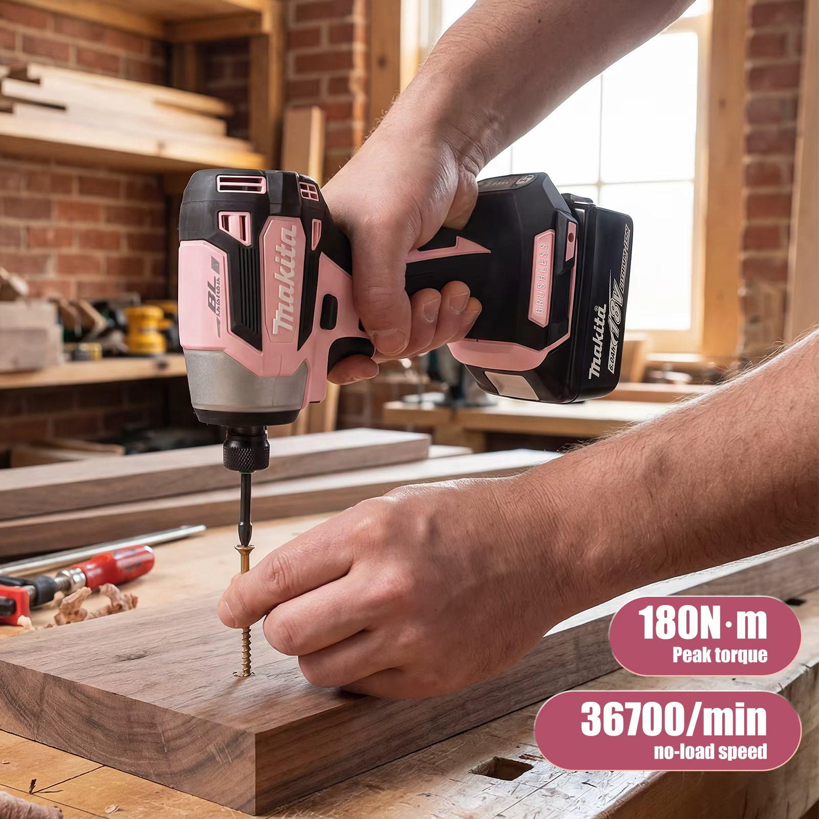 Makita 18V DTD173 Noir Rose Perceuse sans balais Outil électrique pour l'amélioration de l'habitat et le bricolage 180