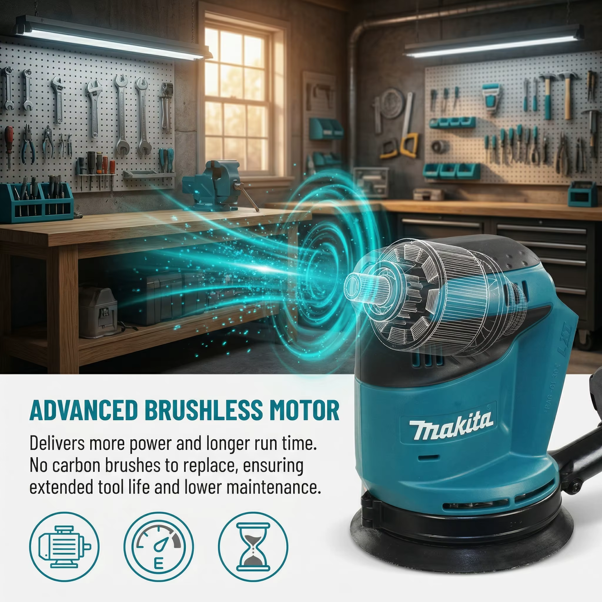 Ponceuse orbitale aléatoire sans fil Makita 18V sans balais