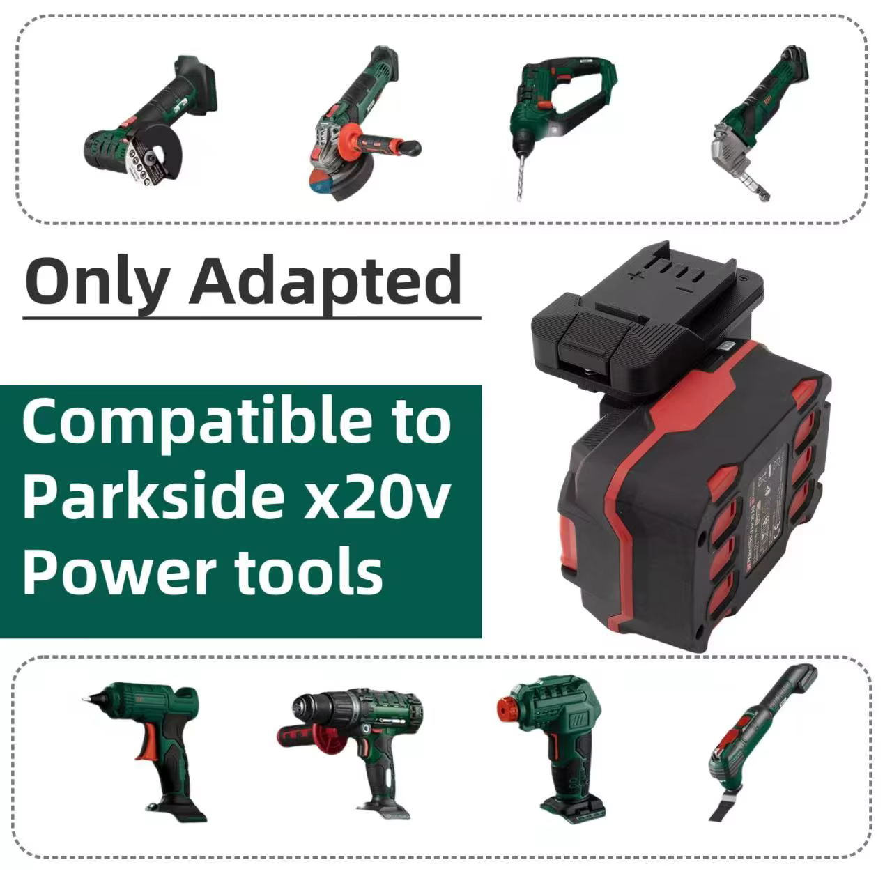 Adaptateur de batterie double pour Parkside pour Milwaukee