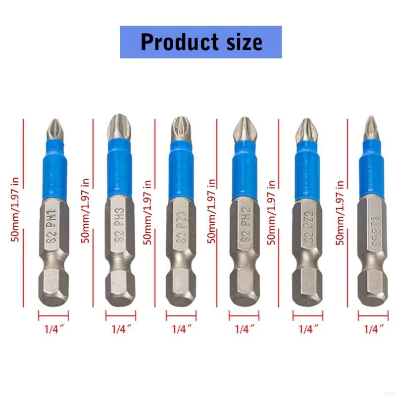 Bit d'impact magnétique Bit tournevis long Antislip Set Shank Crossed Impact Driver Bit for Power Drilling 87 Ha