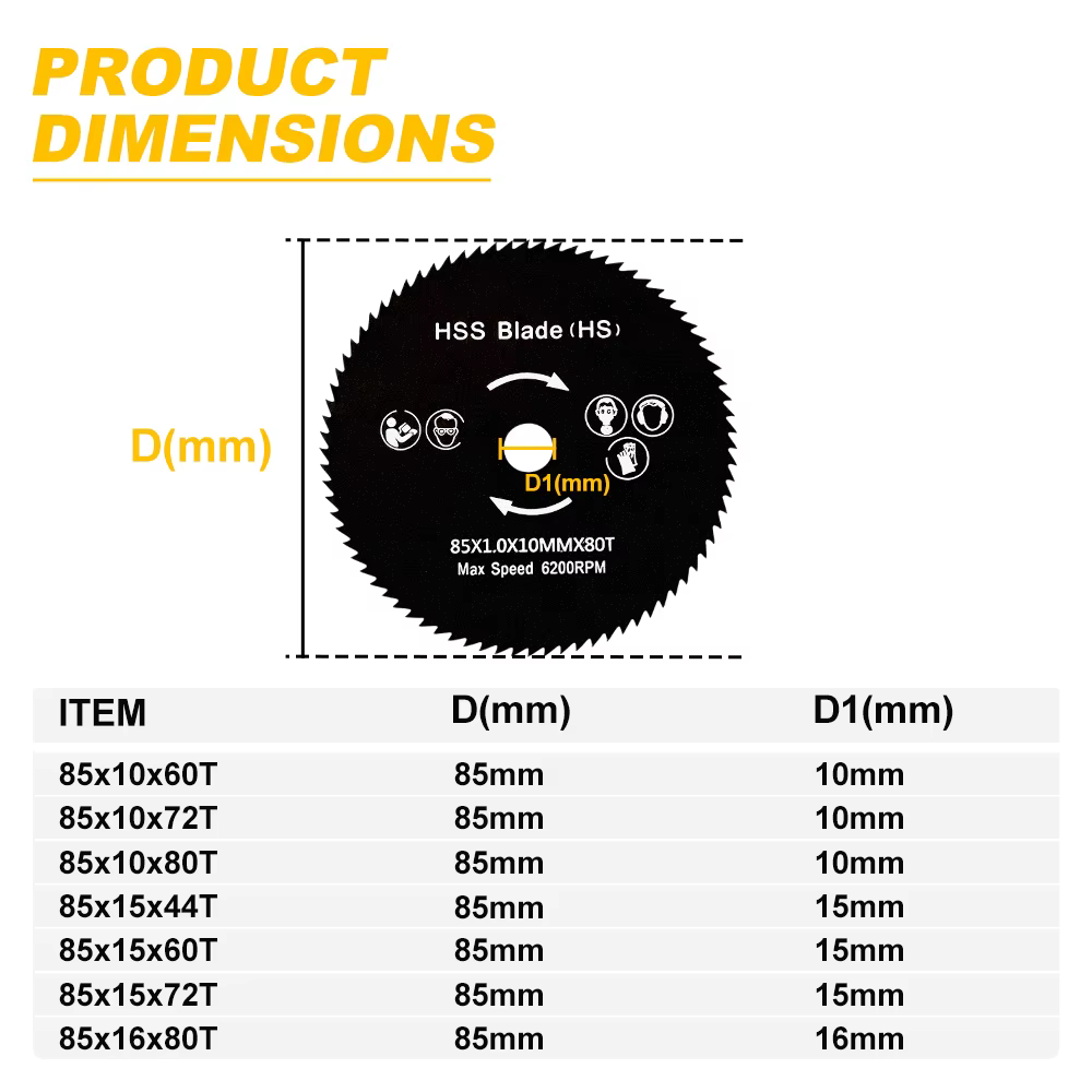 XCAN 1pc 85mm HSS lame de scie 44T/60T/72T/80T Mini