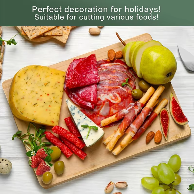 Planche à découper en bois, planche à découper de cuisine pour viande, entièrement en bambou, Table à découper des aliments, pan