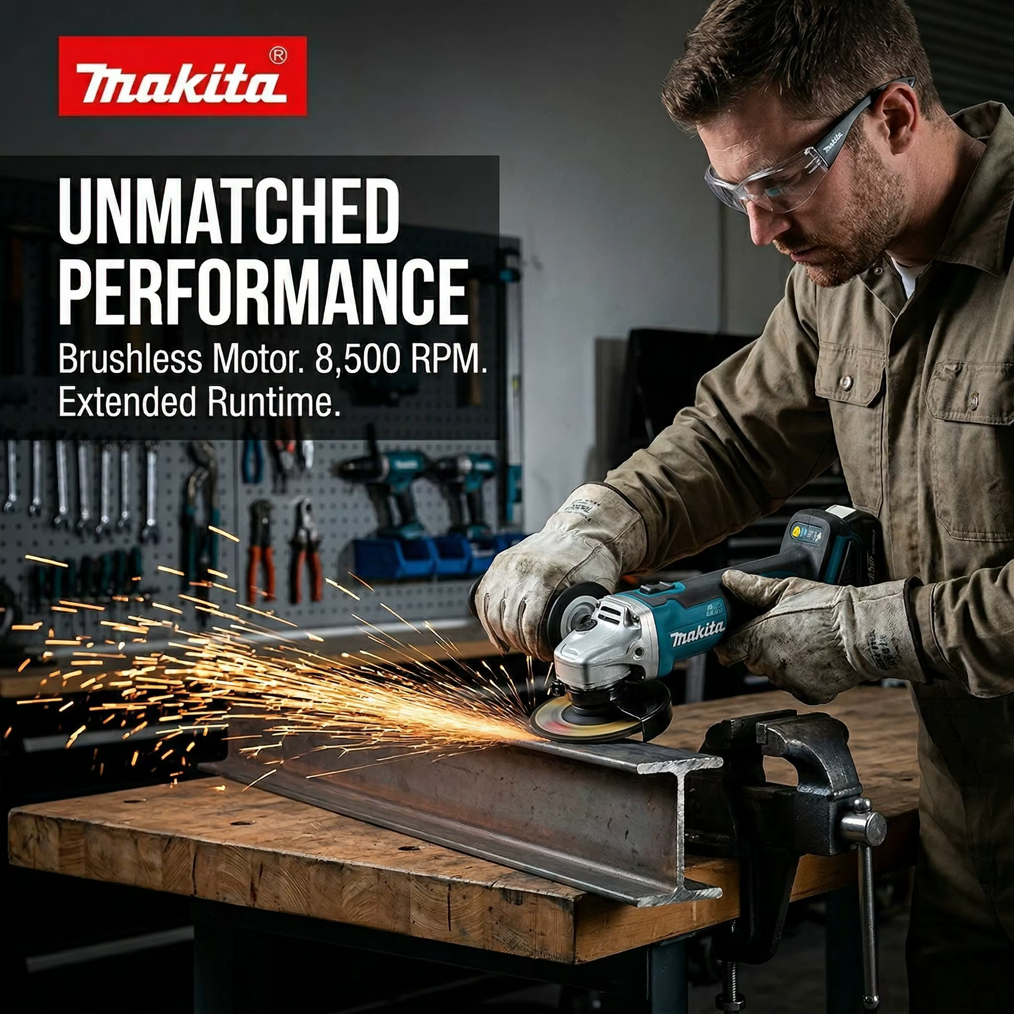 Meuleuse d'angle sans fil MAKITA DGA404 18V 8500 tr/min sans balais pour la construction