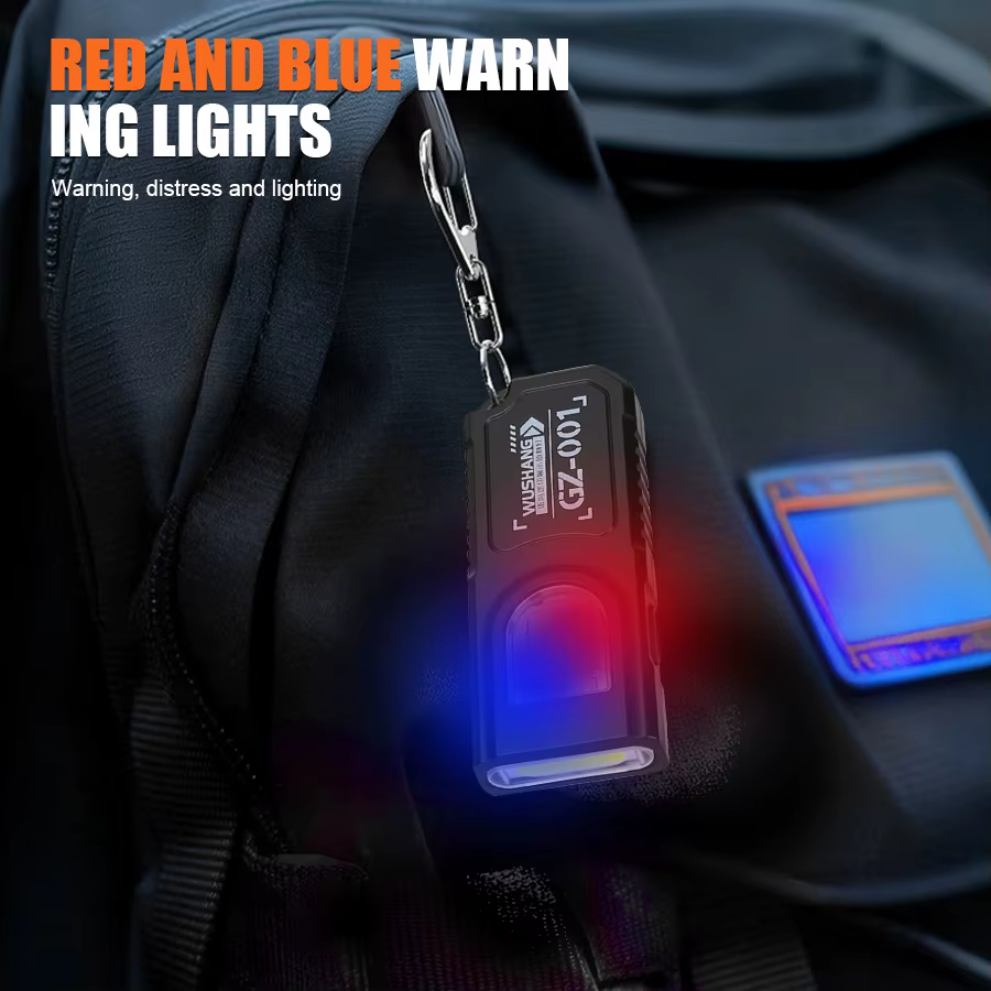 Porte-clés multifonctionnel avec lampe torche rechargeable par USB, mini lampe torche avec lumière de travail COB, porte-clés, lampe de poche pour le camping, la marche