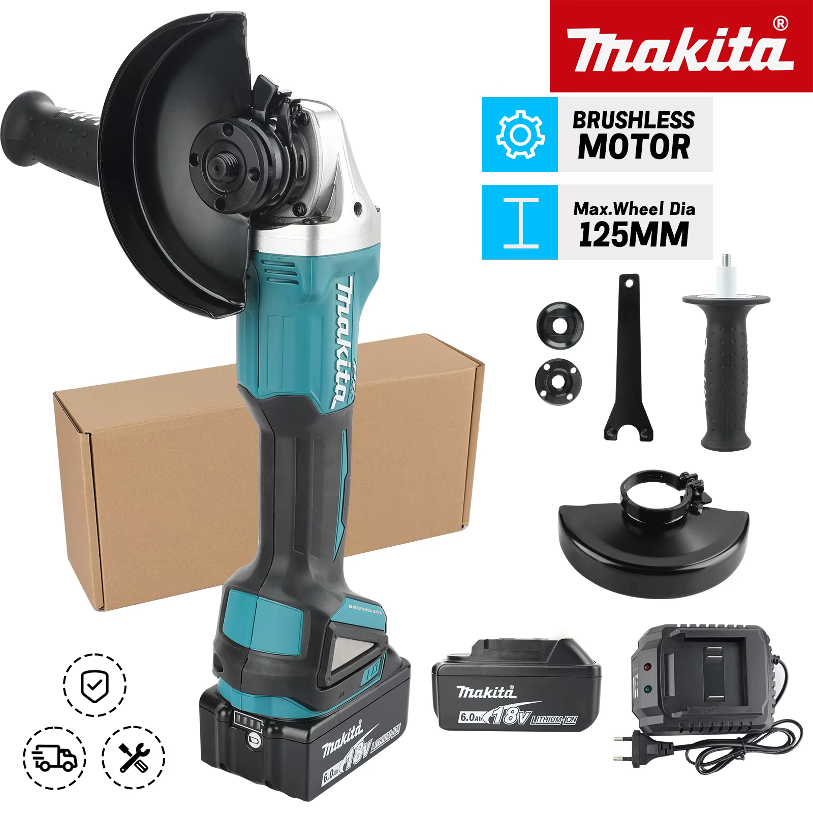 Meuleuse d'angle sans fil Makita DGA404 18V 125mm 8500 tr/min avec poignée anti-vibration