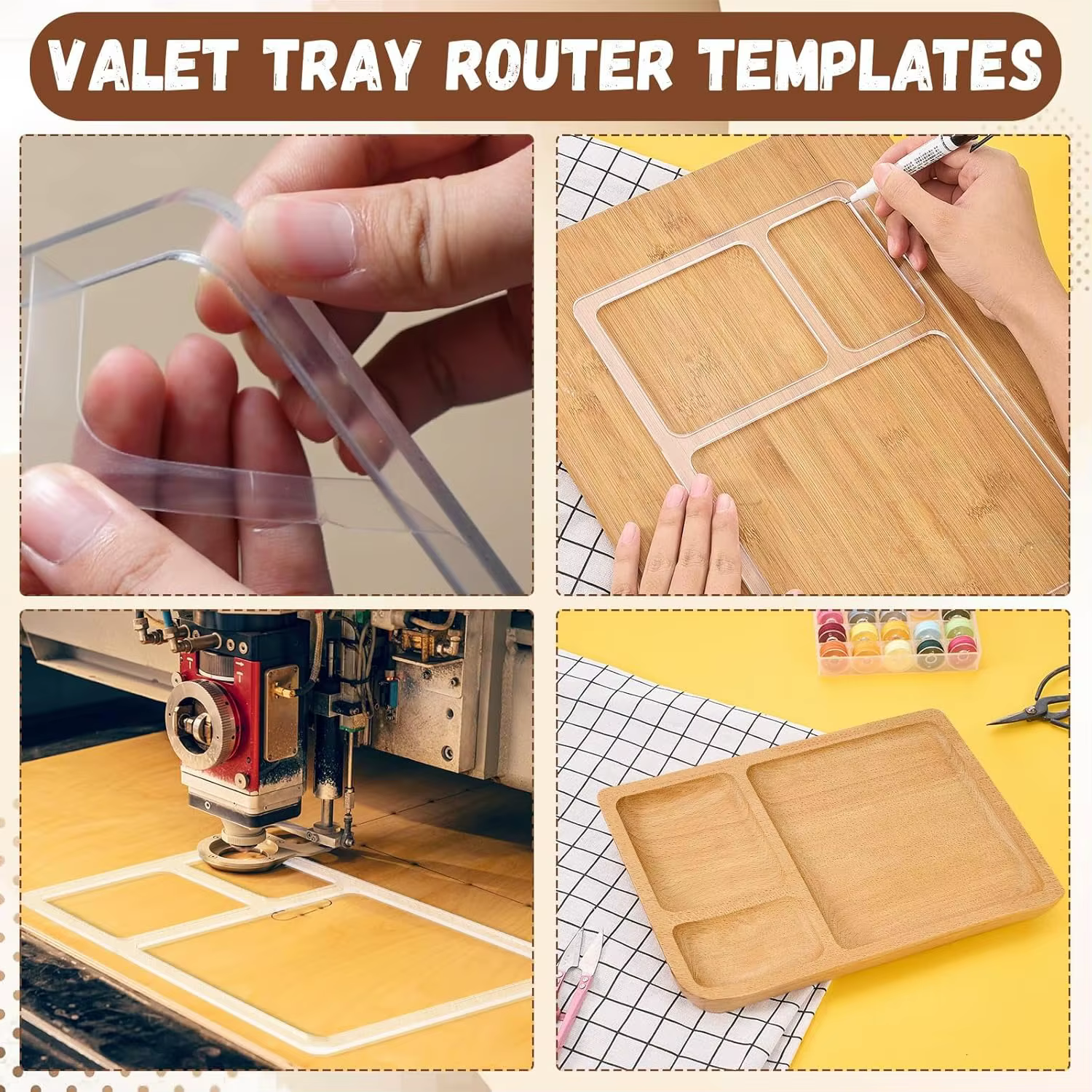 Modèles de routeur de plateau en acrylique pour le travail du bois