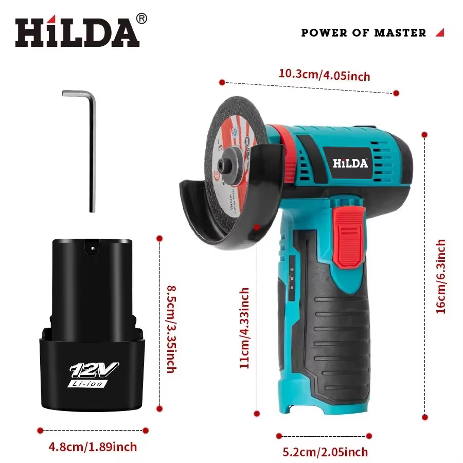 HiLDA 12V/3 Pouces Lithium Électrique Angle Grinder Mini Petit Ménage De Poche Machine De Découpe Polissage