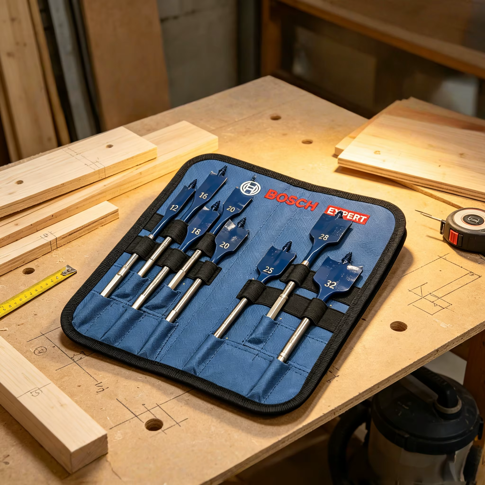 Jeu de forets Bosch EXPERT Self Cut Speed Spade à tige longue pour le travail du bois
