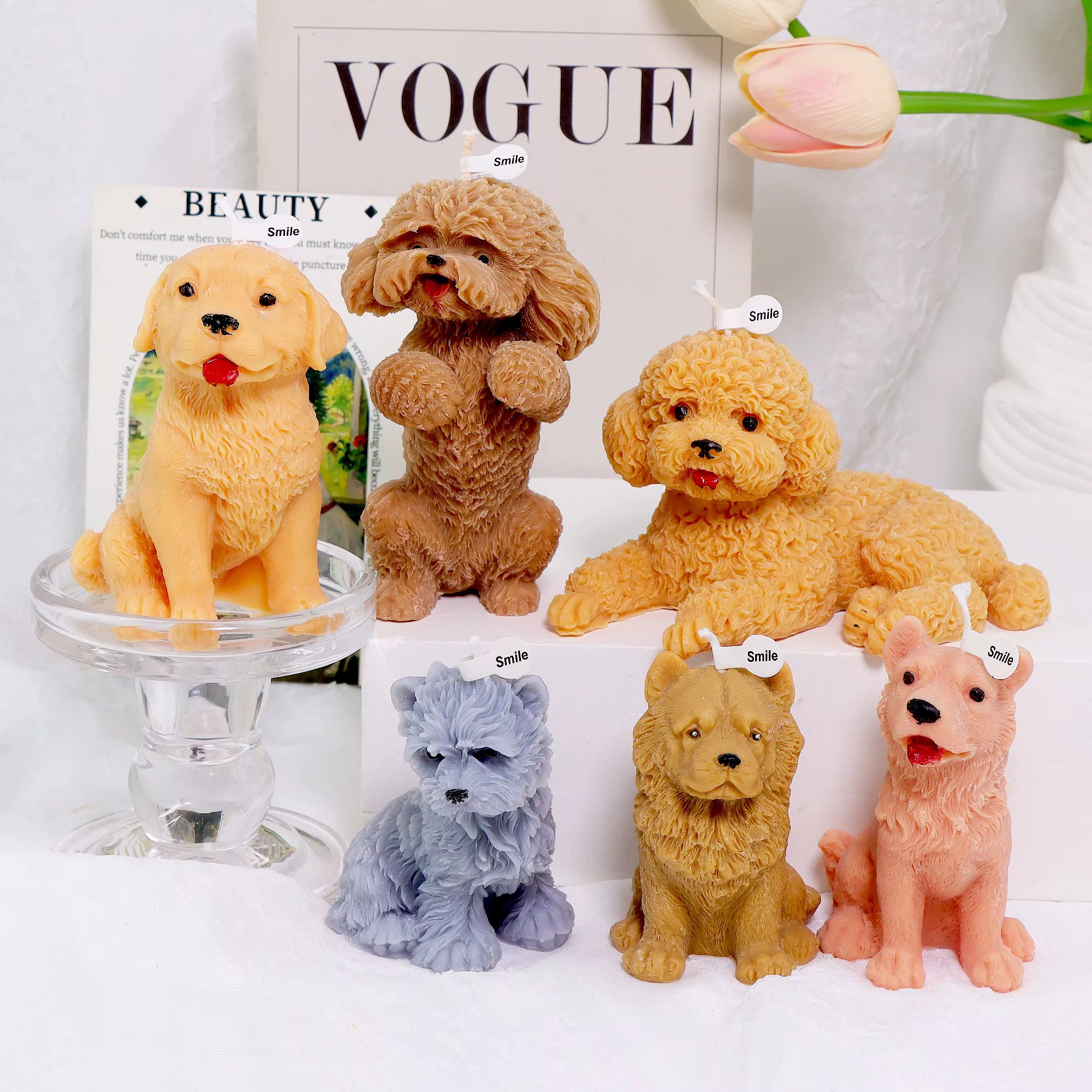 Moule 3D pour chiot, Animal, Labrador, outil de modélisation, accessoires, bougie parfumée ondulée, pilier, savon, Retriever, décor de plâtre Samoyède