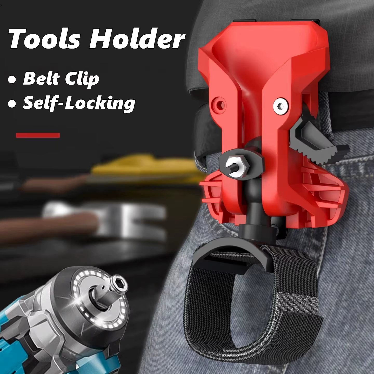 Support de perceuse auto-serrant portable avec clip ceinture à dégagement rapide