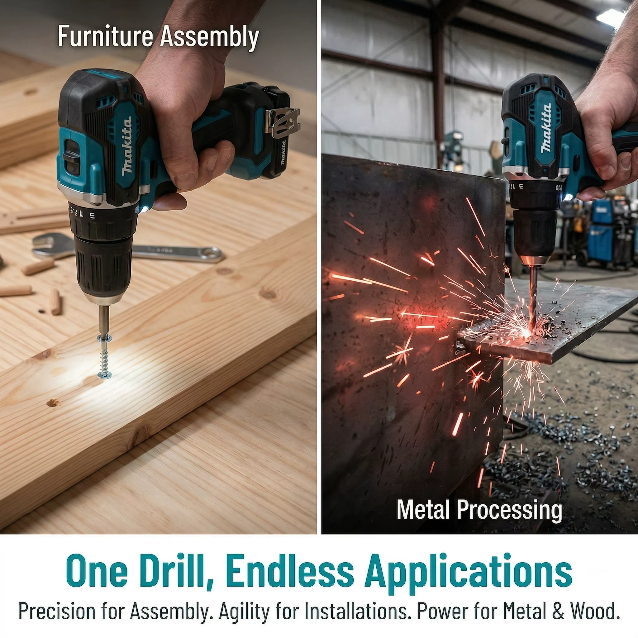 Perceuse-visseuse sans fil Makita DDF487 18V, moteur sans balais, couple de 40 Nm, outil pour la réparation domestique et l'assemblage de meubles