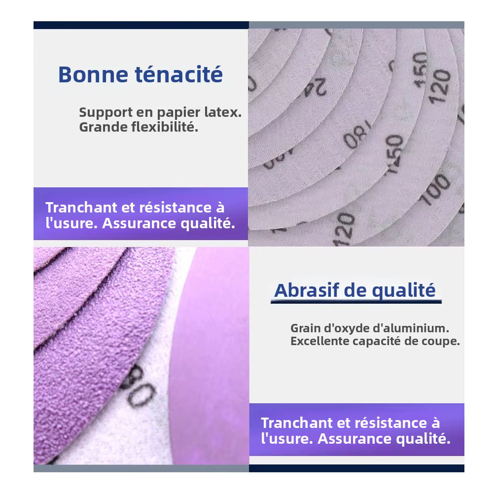 25 disques de ponçage de 6 pouces à crochets et boucles