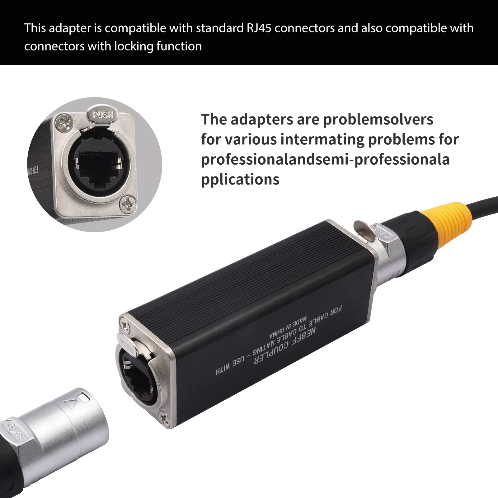 Connecteur d'extension de câble RJ45 femelle à femelle avec système de verrouillage à ressort reconnu, connecteurs droits pour extensions de câbles