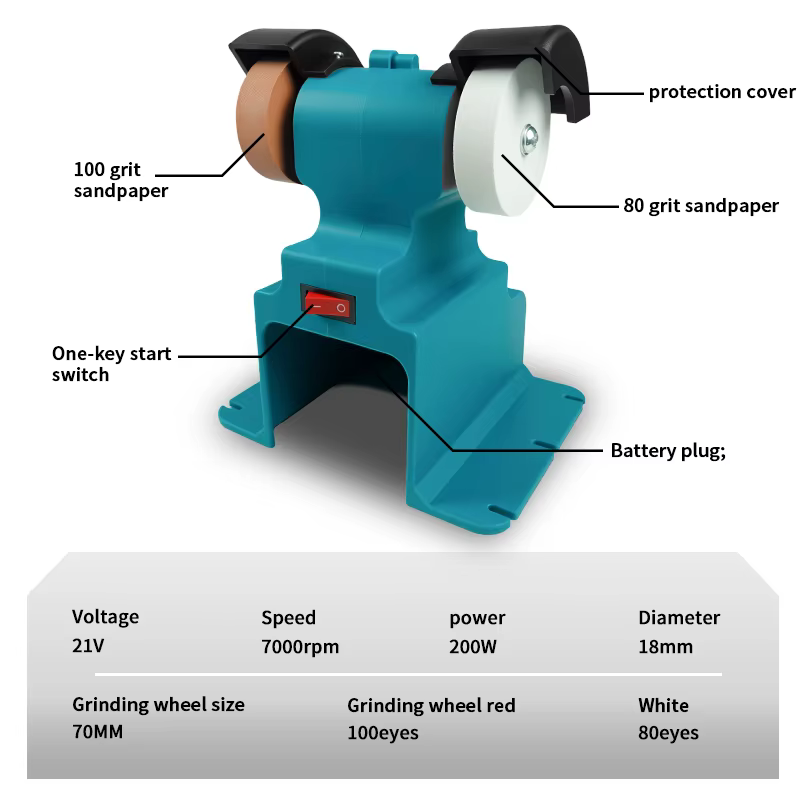 Meuleuse électrique sans fil Electric Goddess 200W pour batterie Makita 18V ﻿ Pierre à polir et à affûter double pour couteaux