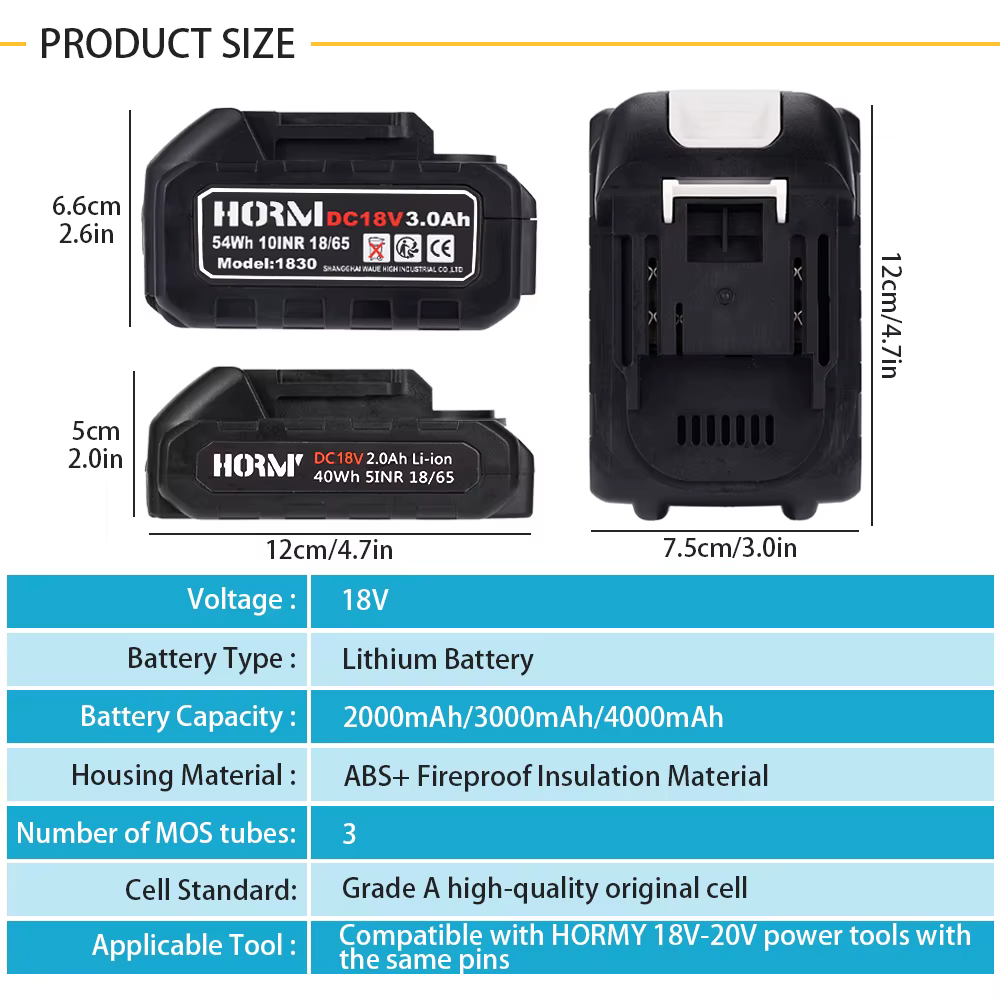 Série de batteries au Lithium rechargeables 18V/21V