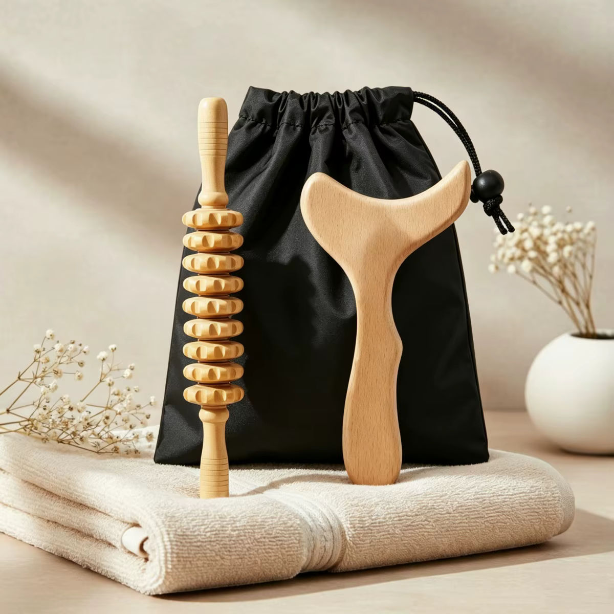 Ensemble d'outils de massage en bois, outil de modelage corporel en bois pour lutter contre la cellulite, le drainage lymphatique, soulager les douleurs musculaires