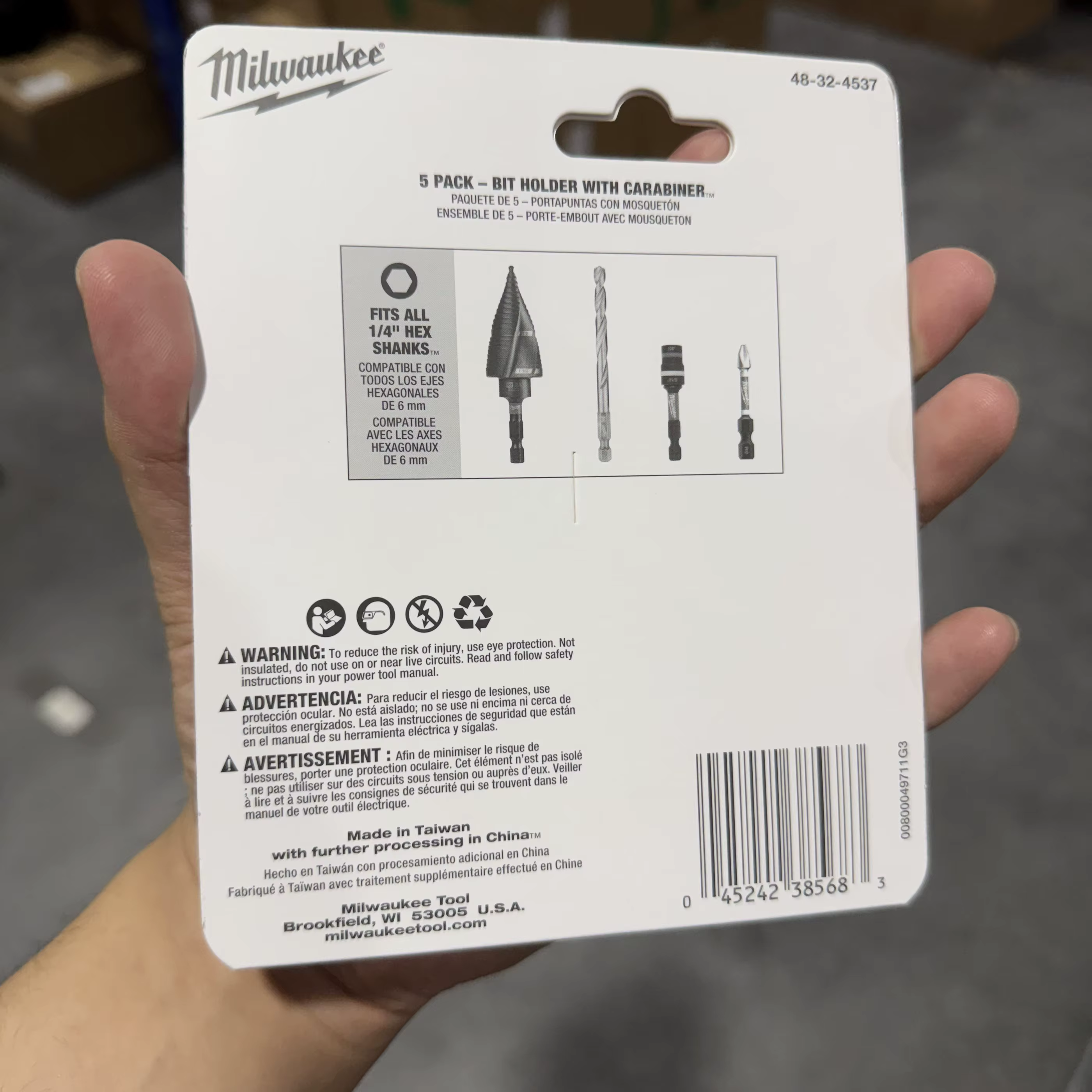 Milwaukee 48-32-4537 Ensemble de 5 porte-embouts mousquetons