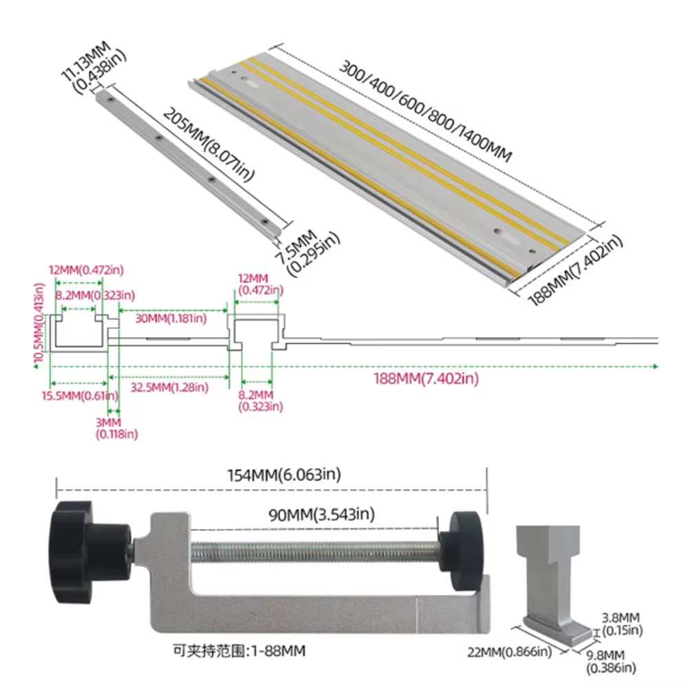 Rail d'extension multifonctionnel universel pour scie circulaire Makita Festool