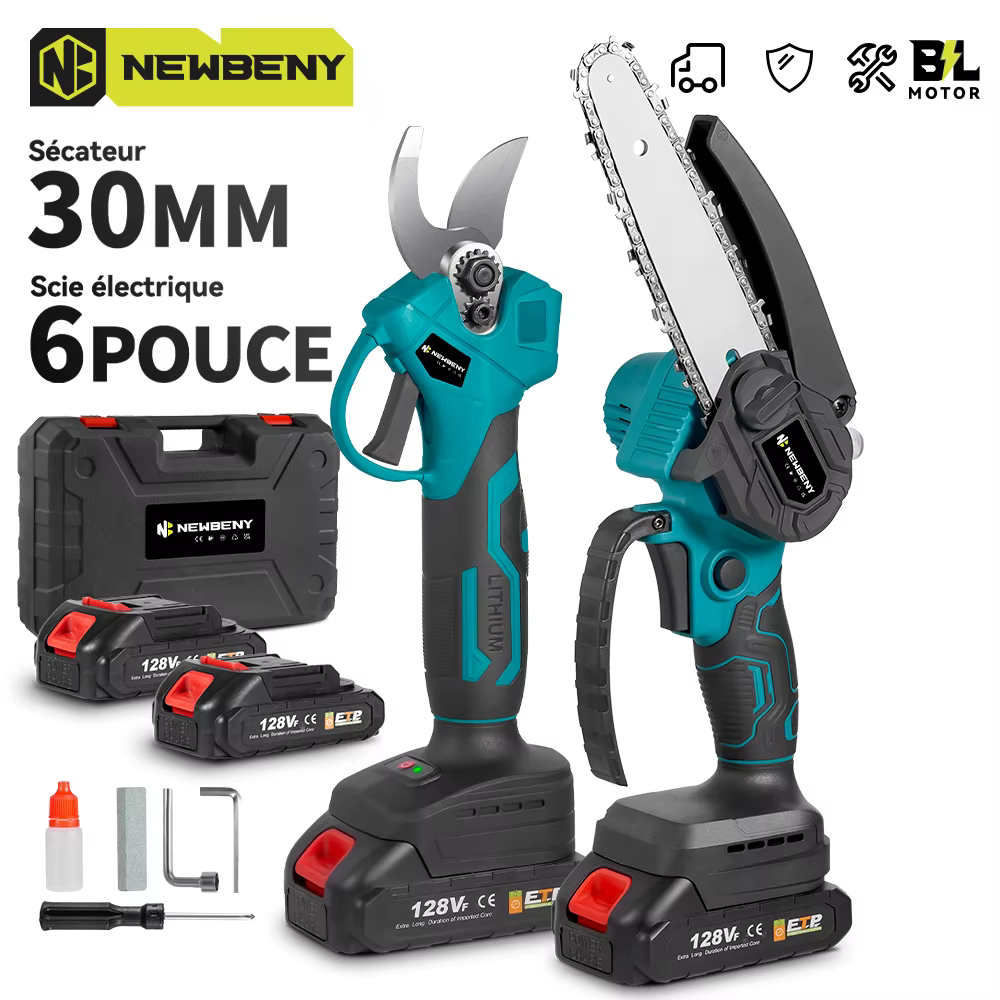 NEWBENY – scie électrique sans balais de 6 pouces + cisailles électriques de 30mm