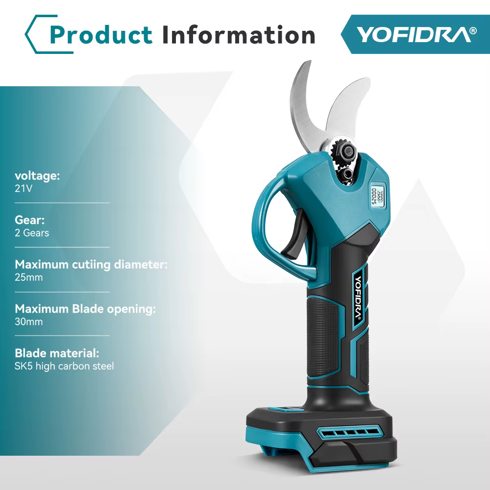 YOFIDRA 30mm sécateur électrique sans brosse sans fil portable verger arbustes taille arbre Branches Cutter pour Makita 18V batterie broche